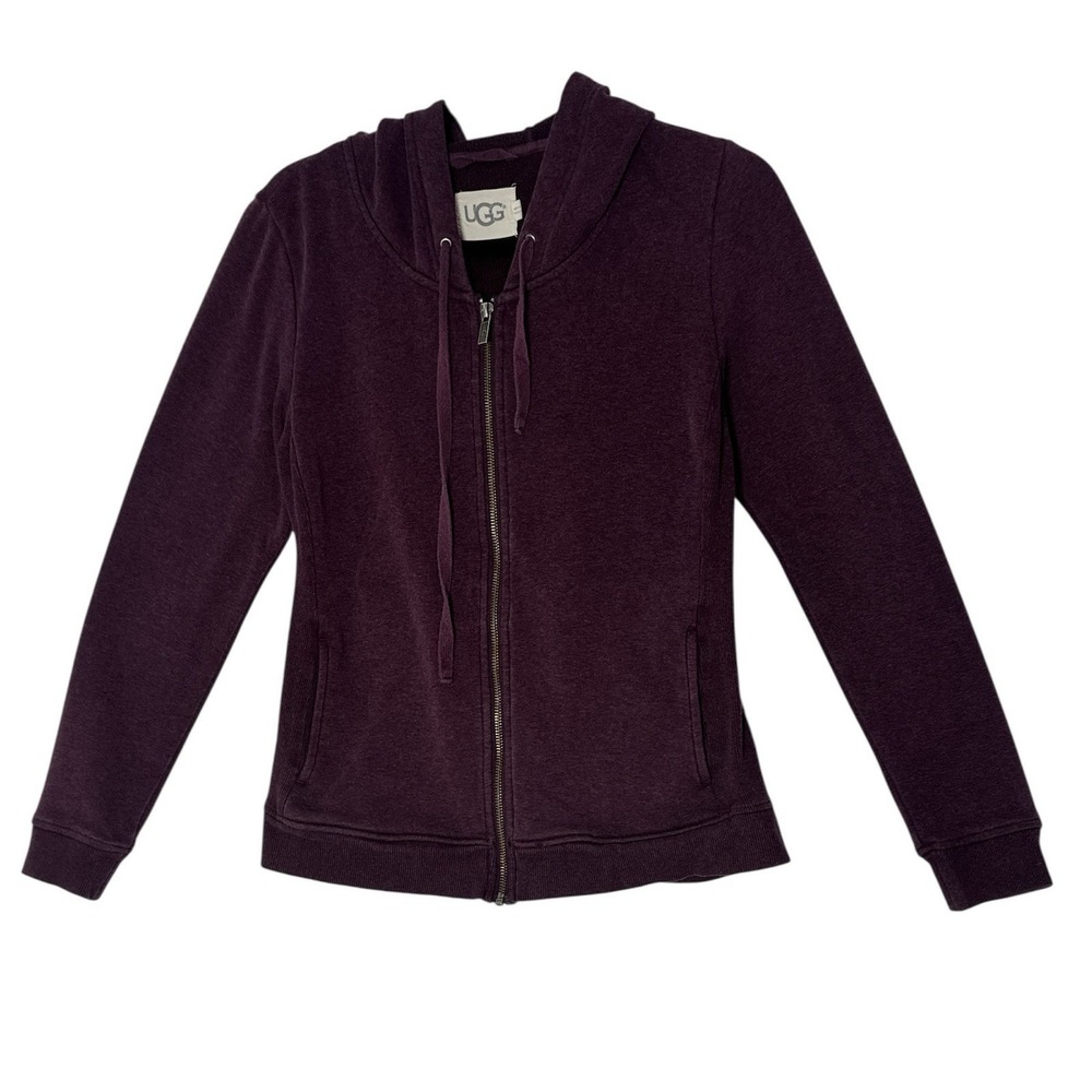 UGG Sweatshirt Jacket Women's‎ Small Burgundy Plum Hooded Full Zip Pockets